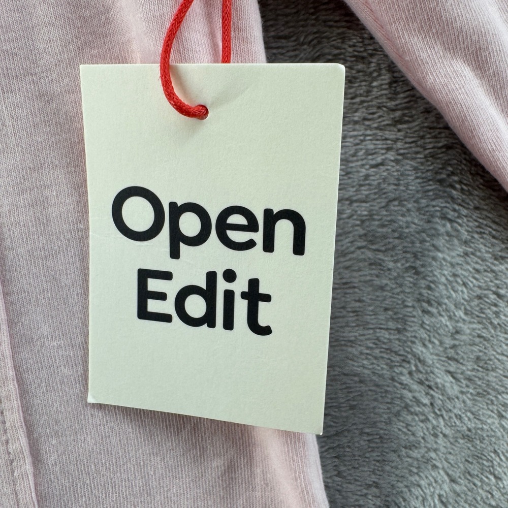 NWT Open Edit Pink Corset Seam Long Sleeve Top Curved Hem XS - Picture 6 of 8